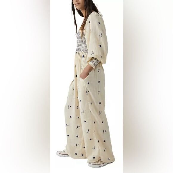 Free People Dahlia Embroidered Jumpsuit Size Medium - Picture 3 of 11